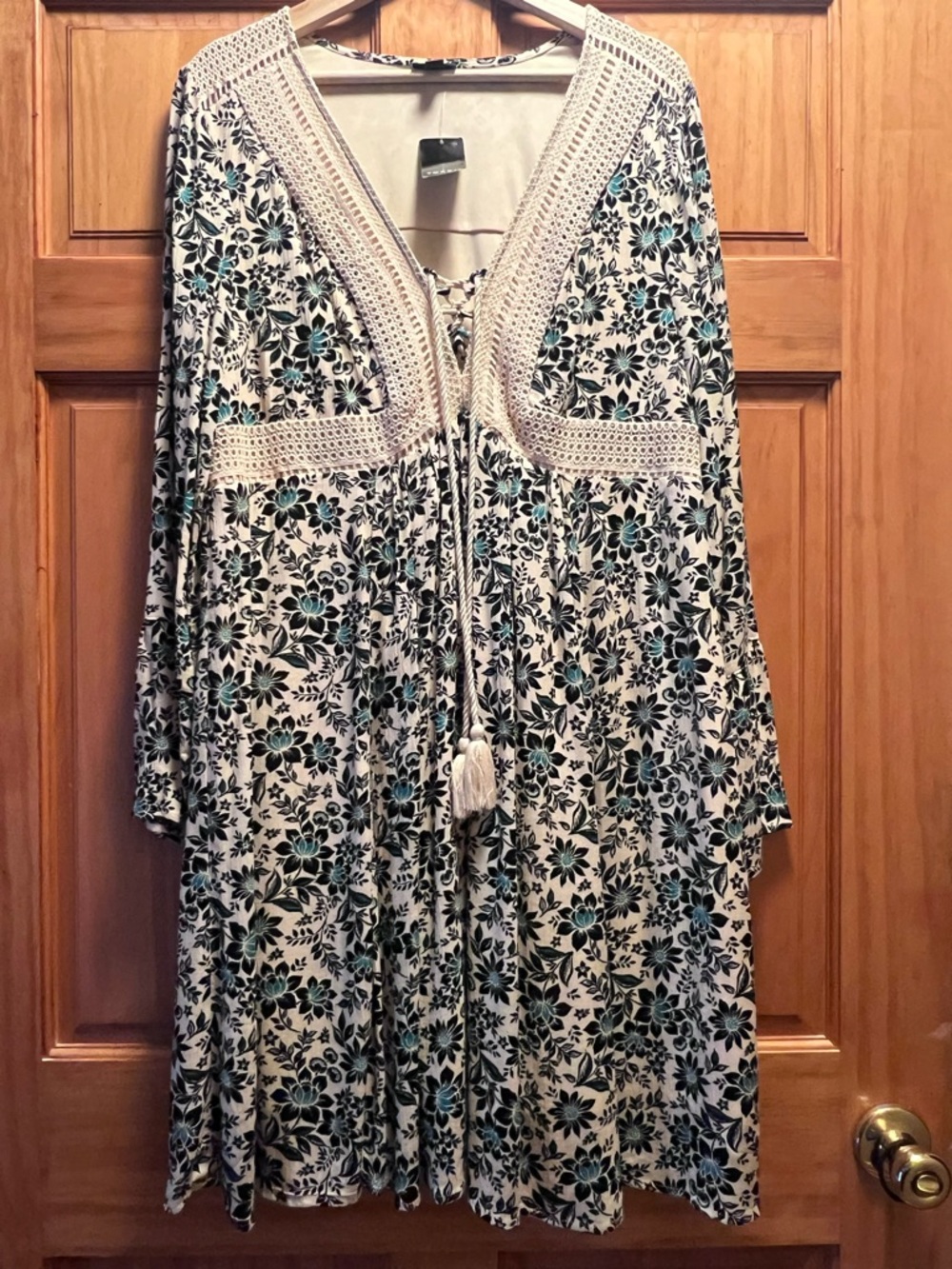 torrid Cream Floral Maxi Dress with Teal Accents
